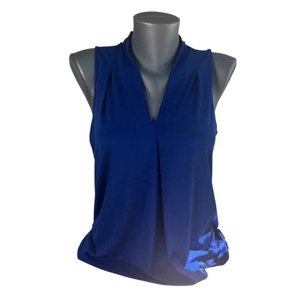 Spense Women's Vibrant Cobalt Blue Sleeveless Tank Top V-Neck Blouse Size Small
